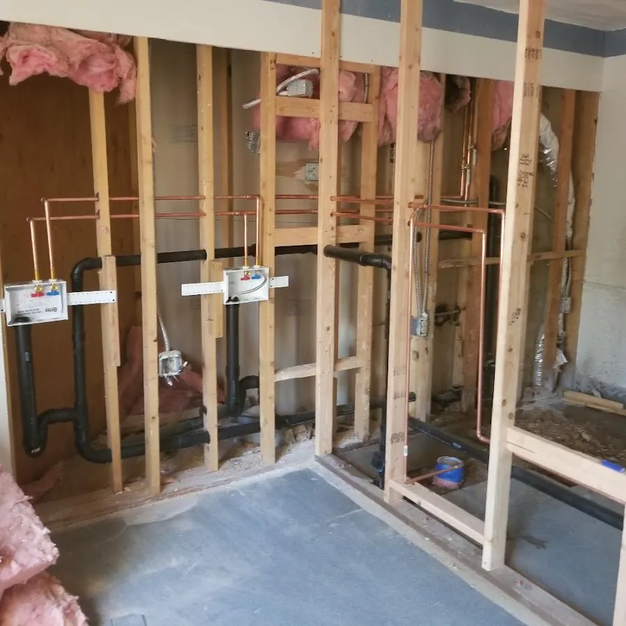 Copper pipe rough-in and plumbing installation in Enterprise